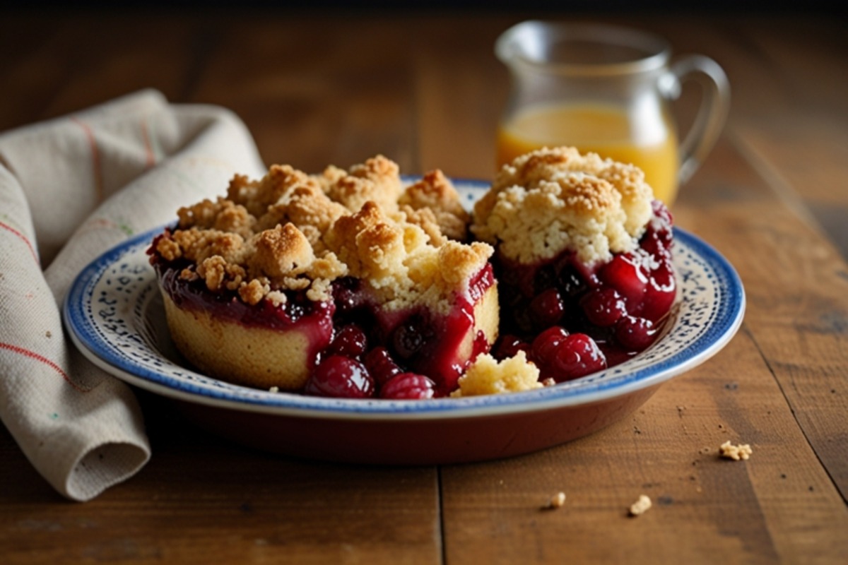 Image showing a warm, baked cobbler and betty desserts with fruit toppings.