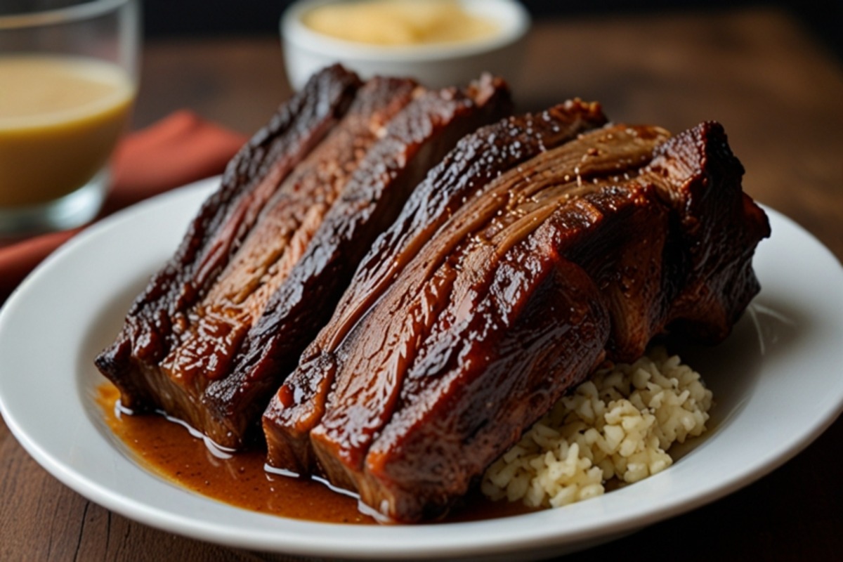 Tender Keybeef back ribs served with mashed potatoes