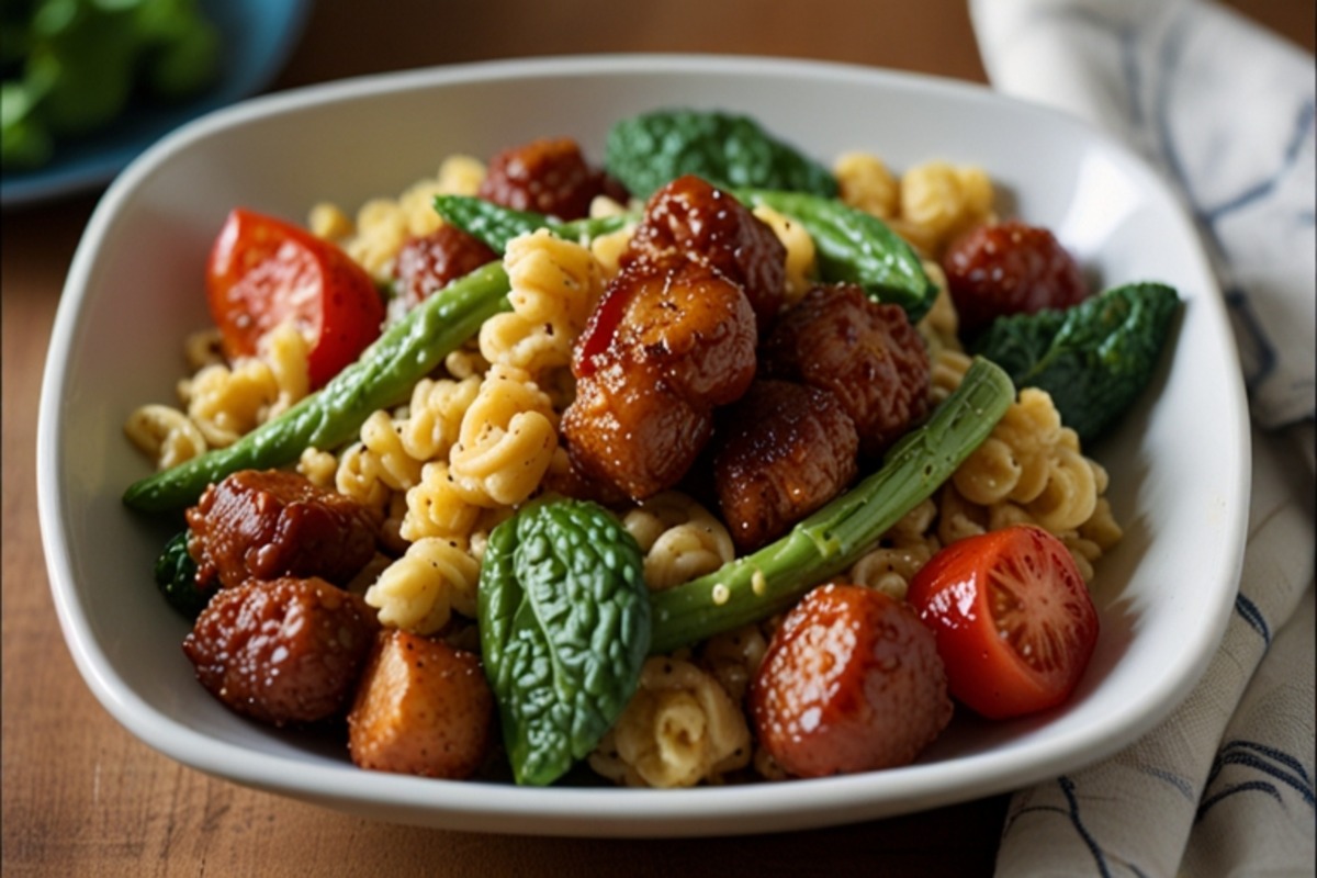 Trader Joe's vegetable stir-fry with rice and tofu