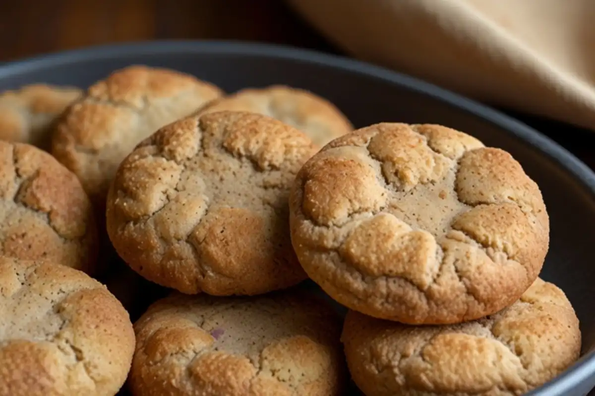 Snickerdoodles without cream of tartar, freshly baked and golden brown