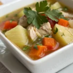 Delicious Caldo de Pollo served in a bowl with vegetables and chicken.